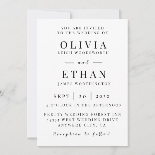 エレガントなネイビーブルー シルバー フラワー ウェディング 招待状 (正面)