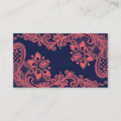 エレガントなネイビー＆コーラルレースの結婚式レジストリーカード エンクロージャーカード (裏面)