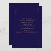 エレガントなネイビー＆ゴールドのSave the Dateカード セーブザデート (正面/裏面)
