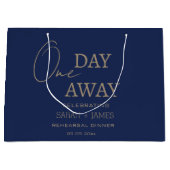 エレガントなネイビー＆ゴールド ワンデー アウェイ ウェディングパーティ ラージペーパーバッグ (正面)