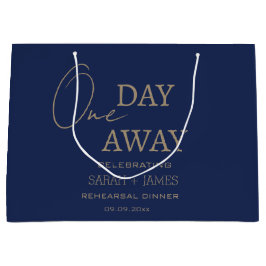 エレガントなネイビー＆ゴールド ワンデー アウェイ ウェディングパーティ ラージペーパーバッグ