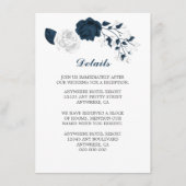 エレガントなネイビー&ホワイトの花のディテール エンクロージャーカード (正面)