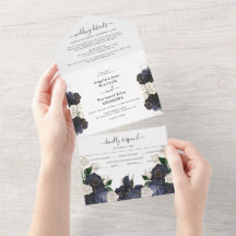 エレガントなネイビー＆ホワイトの花の結婚式