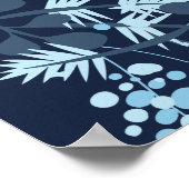 エレガントなネイビー モノグラム フラワーブライダルシャワーウェルカム ポスター (角)