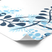 エレガントなネイビー モノグラム フラワーブライダルシャワー ウェルカム ポスター (角)