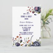 エレガントなネイビー ローズとコーラル ブランシュ & バブル 招待状 (スタンド正面)