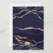 エレガントなネイビー ローズゴールド フォイル アゲート ウェディング 招待状 (裏面)