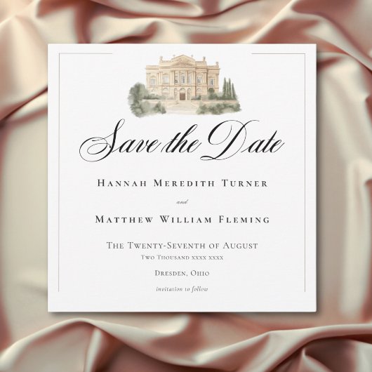 エレガントなネオクラシカル ヴィンテージ シーン ウェディング セーブザデート