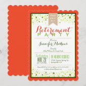 エレガントなネオングリーン、パパイヤオレンジの引退パーティー 招待状 (正面/裏面)