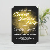 エレガントなネオンゴールドピンク大理石のスイート16歳の誕生日 招待状 (スタンド正面)