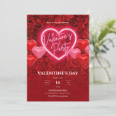 エレガントなネオンハート バレンタイン パーティー招待状 招待状 (スタンド正面)