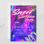 エレガントなネオン ピンクのレトロ ゴールド スイート 16th 誕生日 招待状 (正面)