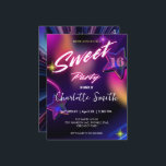 エレガントなネオン ピンク レトロ ブラック スウィート 16th 誕生日 ポストカード<br><div class="desc">エレガントなネオン ゴールド ピンク レトロ ブラック スウィート 16th 誕生日パーティー パーティー</div>