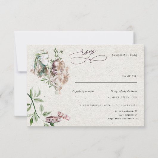 エレガントなノルウェー+ヴァイキングの結婚式RSVP 出欠カード (正面)