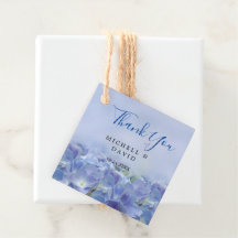 エレガントなハイドランジアの青い花の感謝の気持ちを表すタグ