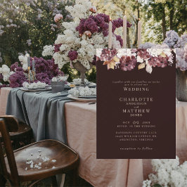 エレガントなハイドランジア バーガンディー 親族なし 結婚式 招待状