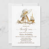 エレガントなハイヒール 21歳の誕生日パーティー 招待状 (正面)