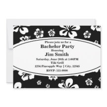 エレガントなハイビスカス フラワー ブラック＆ホワイト インビテーション