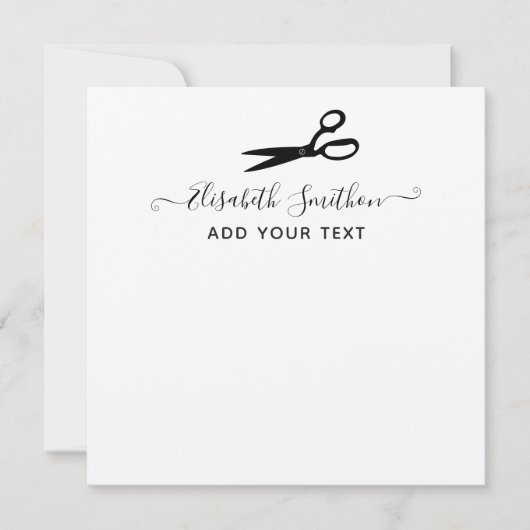 エレガントなハサミの美容師個人ステーショナリー ノートカード (正面)