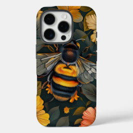 エレガントなハチと花のデザインiPhoneケース iPhone 16 Proケース