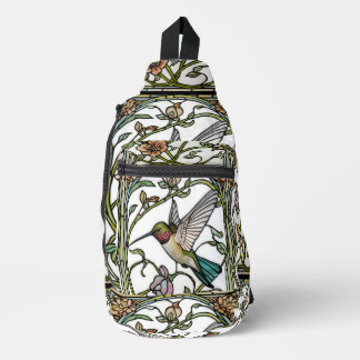 エレガントなハチドリのアートワーク 植物 ボヘミアン スリングバッグ