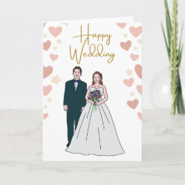 エレガントなハッピーウェディンググリーティングカード – ロマンチックなブライド カード