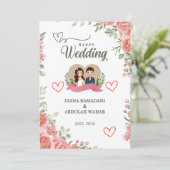 エレガントなハッピーウェディング招待状 – あなたの愛を祝おう セーブザデート (スタンド正面)