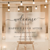 エレガントなハッピーエンドのウェディングウェルカムフロステッド アクリルサイン