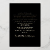 エレガントなハッピーエンドのウェディングレセプション 箔招待状 (裏面)