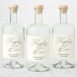 エレガントなハッピーエンド アイボリー ロマンティック ウェディング リキュールボトルラベル