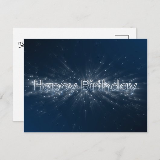 エレガントなハッピーバースデーの輝く粒子が光る ポストカード (正面/裏面)