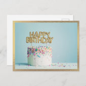 エレガントなハッピーバースデーケーキ モダン ポストカード (正面/裏面)
