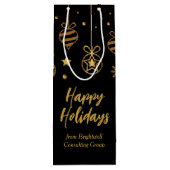 エレガントなハッピー ホリデー ブラック ゴールド カスタム ビジネス ワインギフトバッグ (裏面)