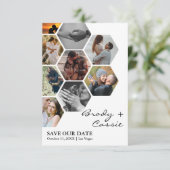 エレガントなハニカム写真 ウェディング セーブ・ザ・デート (スタンド正面)