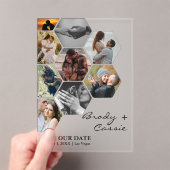 エレガントなハニカム写真 ウェディング セーブ・ザ・デート アクリル招待状 (インサイチュ (ポータブル))