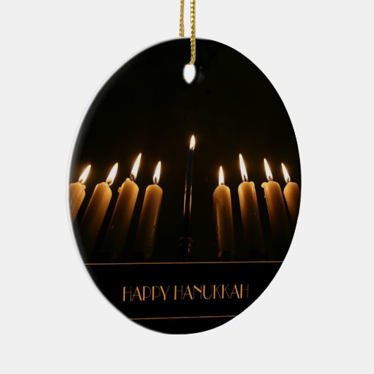 エレガントなハヌカーの幸せな（ユダヤ教）メノラーの非常に熱い蝋燭 セラミックオーナメント (右)