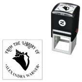 エレガントなハマグリの貝殻 ビーチ ラウンド ライブラリー ブック セルフインキングスタンプ (インサイチュ)