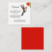 エレガントなハミングバードとオレンジの花のウェディング エンクロージャーカード (正面/裏面)