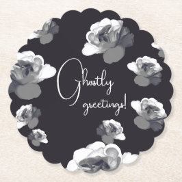 エレガントなハロウィンの挨拶　ゴーストリー・ローズ ペーパーコースター