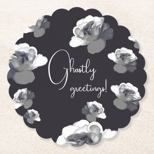 エレガントなハロウィンの挨拶　ゴーストリー・ローズ ペーパーコースター (正面)