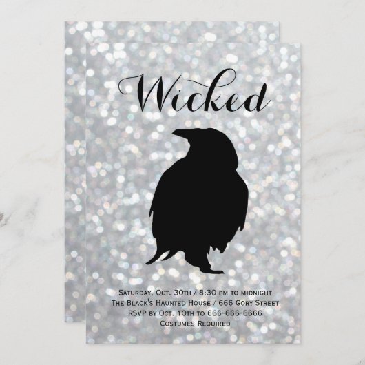 エレガントなハロウィンの衣裳のパーティー-ワタリガラスの輝き 招待状 (正面/裏面)