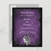 エレガントなハロウィンウェディングの「保存してください」ポストカード 案内ポストカード (正面/裏面)