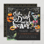 エレガントなハロウィンパーティーのご招待 シーズンカード (正面/裏面)