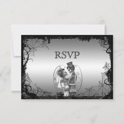 エレガントなハロウィン ウェディング RSVP カード (裏面)