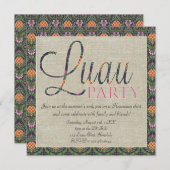 エレガントなハワイアン トロピカル ルアウ パーティー 招待状 (正面/裏面)