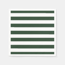 エレガントなハンターグリーンとホワイトのストライプ柄 スタンダードカクテルナプキン