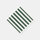 エレガントなハンターグリーンとホワイトのストライプ柄 スタンダードカクテルナプキン (角)