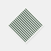 エレガントなハンターグリーンとホワイトのストライプ柄 スタンダードカクテルナプキン (角)