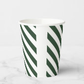 エレガントなハンターグリーンとホワイトのストライプ柄 紙コップ (左)