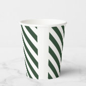 エレガントなハンターグリーンとホワイトのストライプ柄 紙コップ (右)